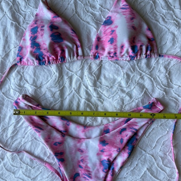 SHEIN Navy with Tan String and Tie-Dye Pink and Purple Bikini Bundle of 2 - Picture 5 of 13